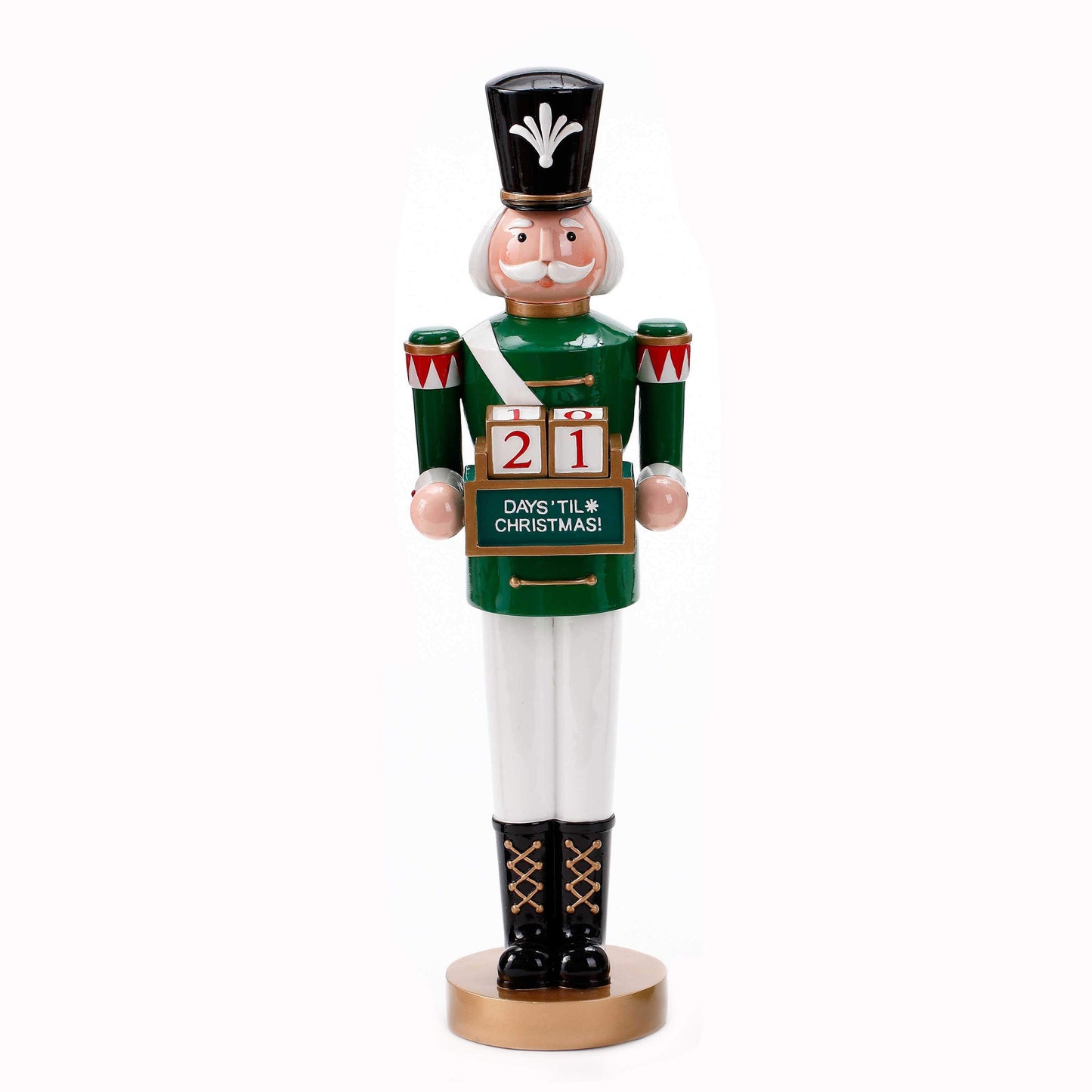 RESIN BEADED NUTCRACKER w/ROUND HAT 18"