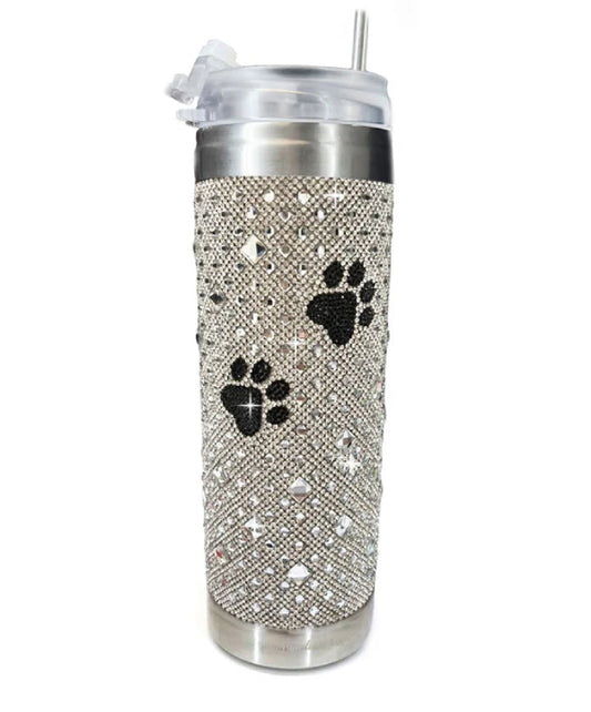 Jacqueline Kent Crystal Tumbler - Silver with Puppy Paws