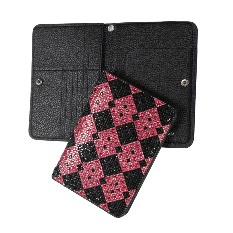 REBEL ROSE COLLECTION PASSPORT HOLDER PINK BLACK