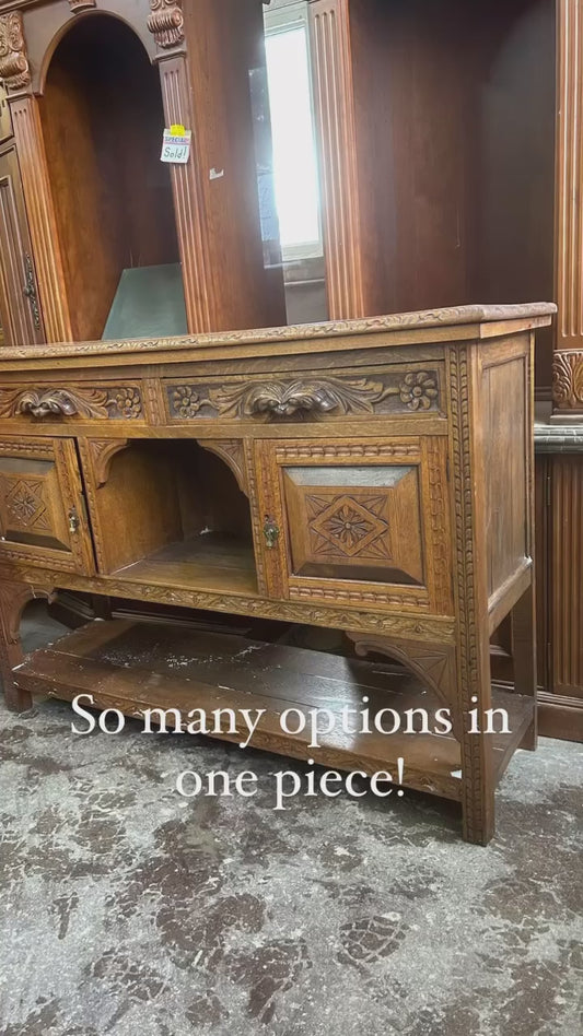 Multi use Oak Antique hutch
