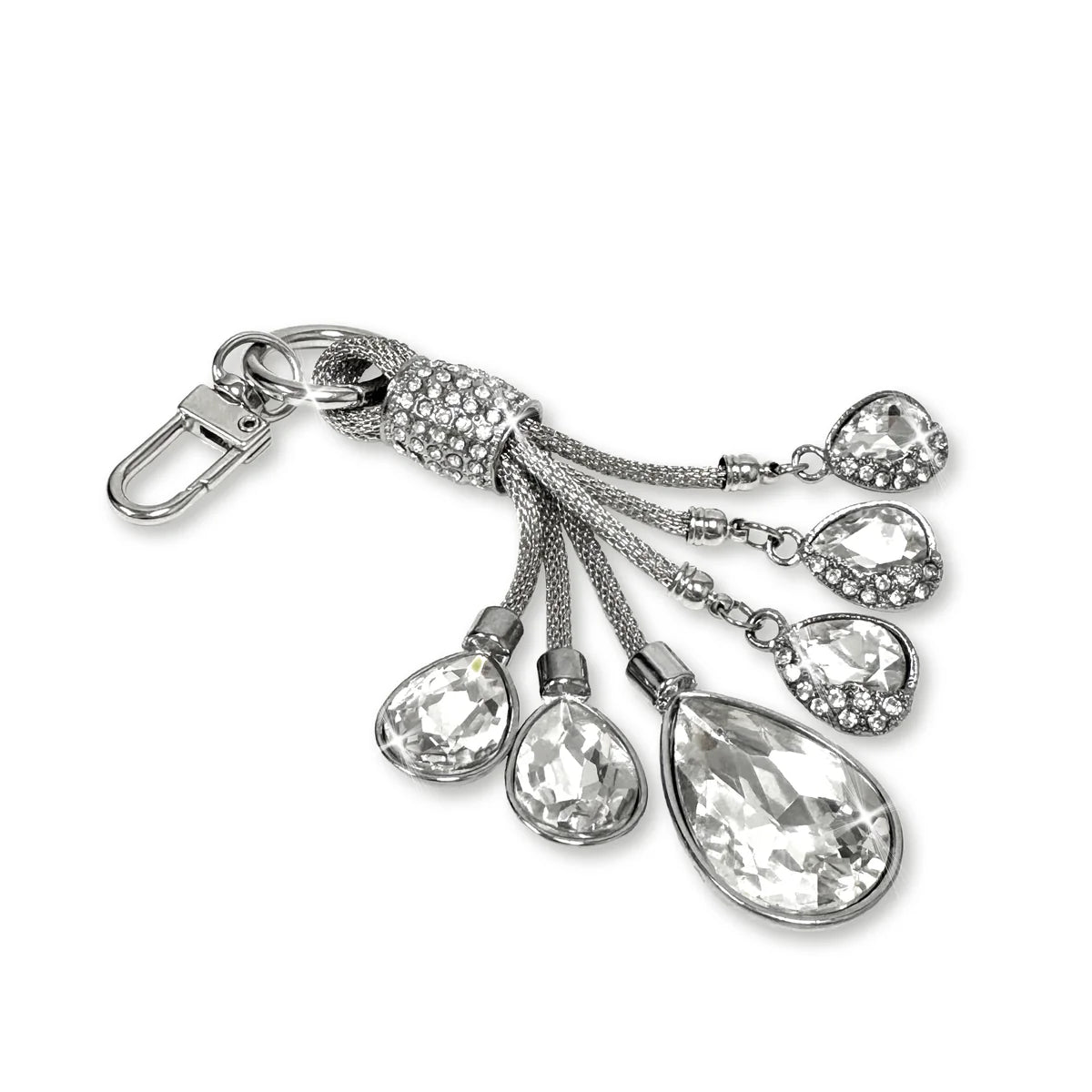 CRYSTAL DROP PURSE CHARM SILVER