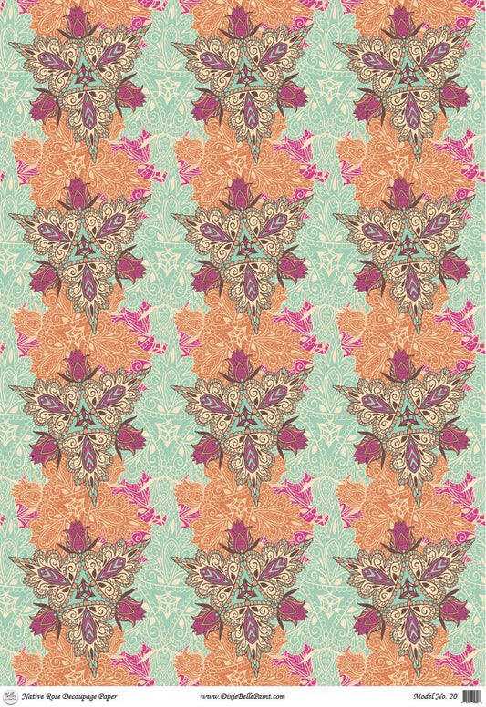 Native Rose Premium Rice Decoupage Paper A1 - Belles And Whistles