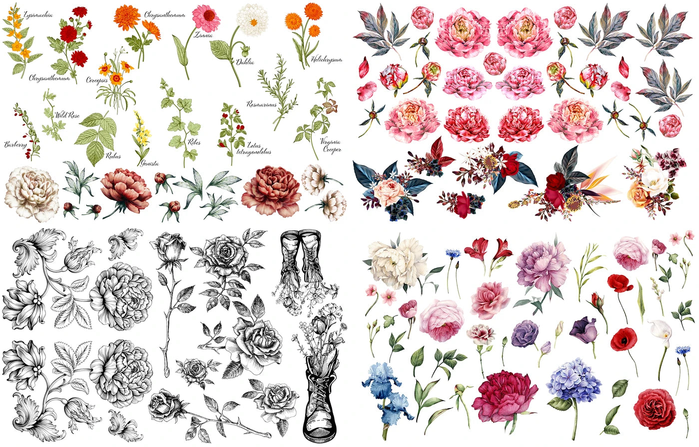 Vintage Floral Transfer - Belles And Whistles