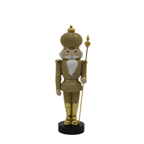 RESIN BEADED NUTCRACKER  w/ROUND HAT 12"