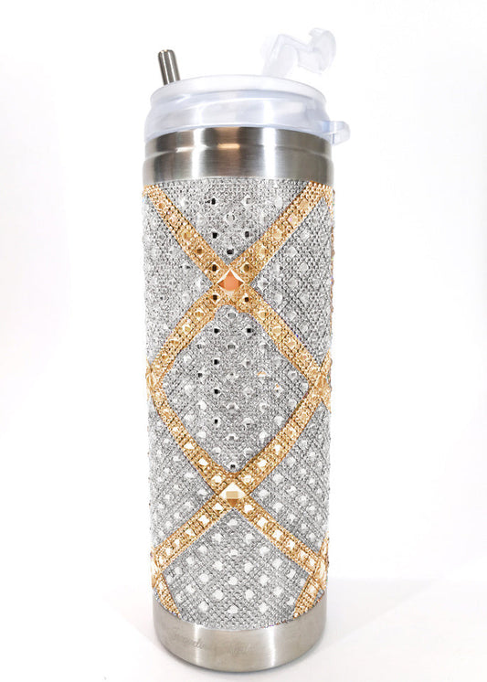 jacqueline kent crystal tumbler- Silver and Gold Diamond