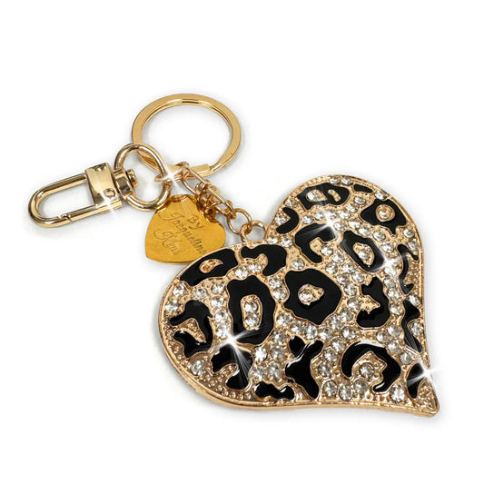 PURSE CHARM SOLID LEOPARD HEART