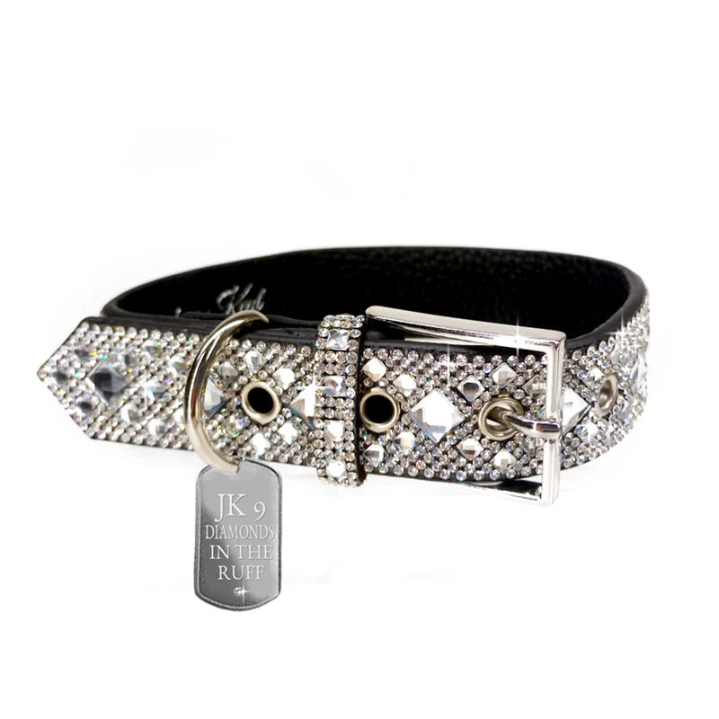 DIAMONDS IN THE RUFF DOG COLLAR SILVER SMALL