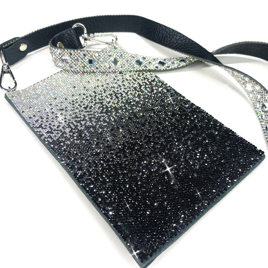 Cell phone purse - black hombre Crystal