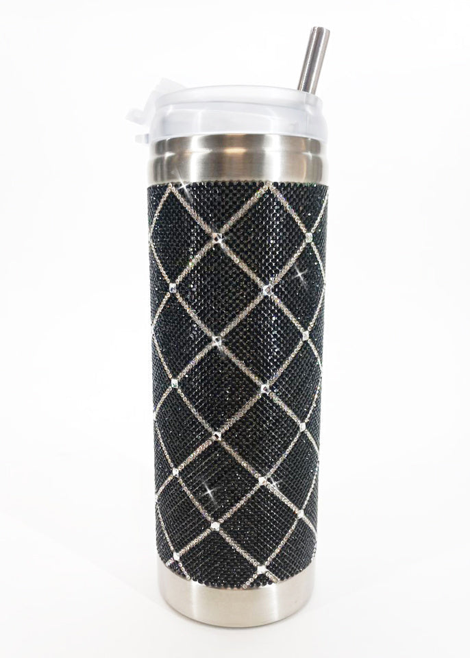 jacqueline kent Crystal Tumbler - Black and Silver Diamond