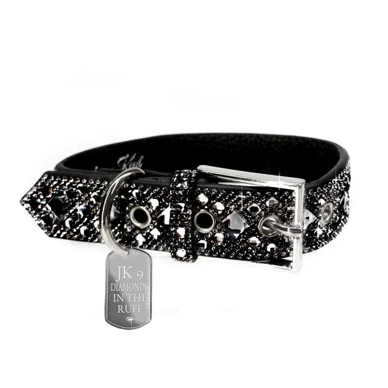 DIAMONDS IN THE RUFF DOG COLLAR BLACK SMALL