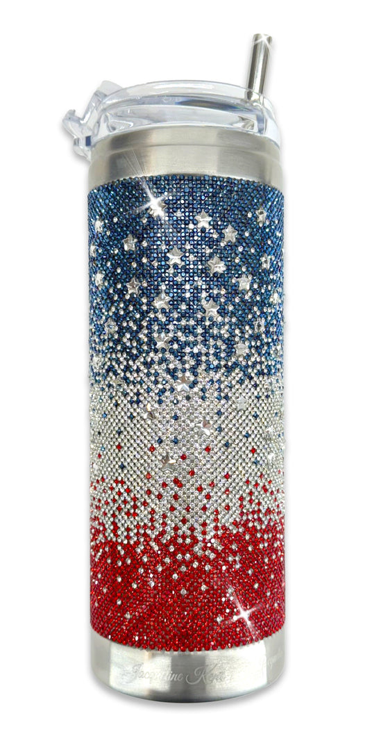 jacqueline kent crystal tumbler- Red, White, and Blue