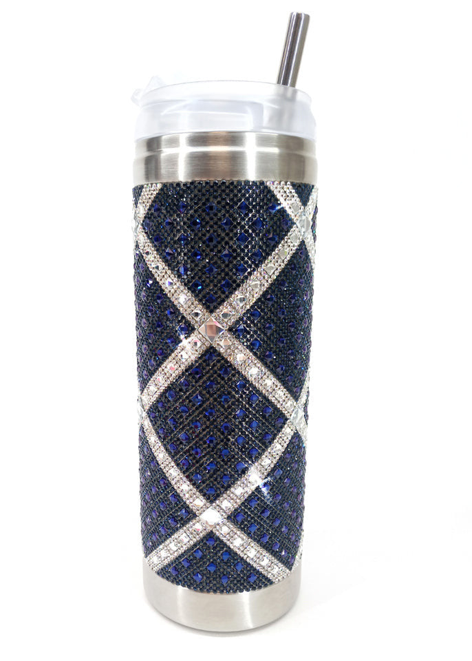 Jacqueline Kent Crystal Tumblers - Navy and Silver