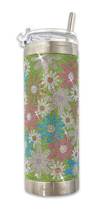 jacqueline kent crystal tumbler- Flower Power on Green