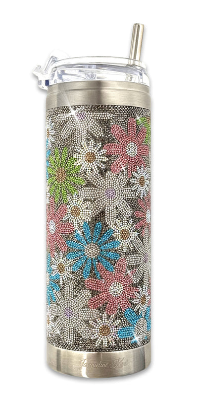 jacqueline kent crystal tumbler- Flower 🌼 Power on silver