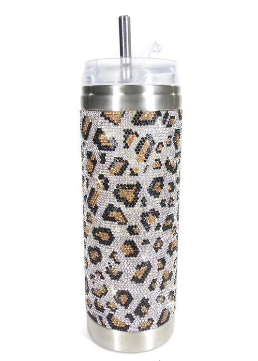 jacqueline kent crystal tumbler- Silver Leopard 🐆