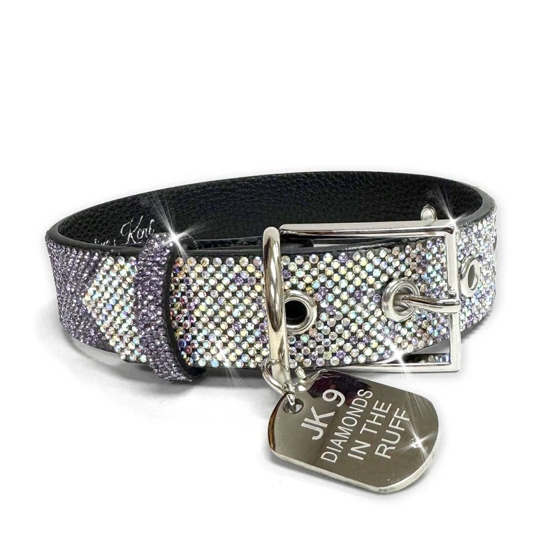 DIAMONDS IN THE RUFF PURPLE OMBRE DOG COLLAR MEDIUM