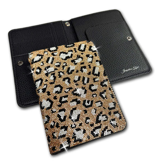 WILD LEOPARD LUX COLLECTION PASSPORT HOLDER LEOPARD GOLD