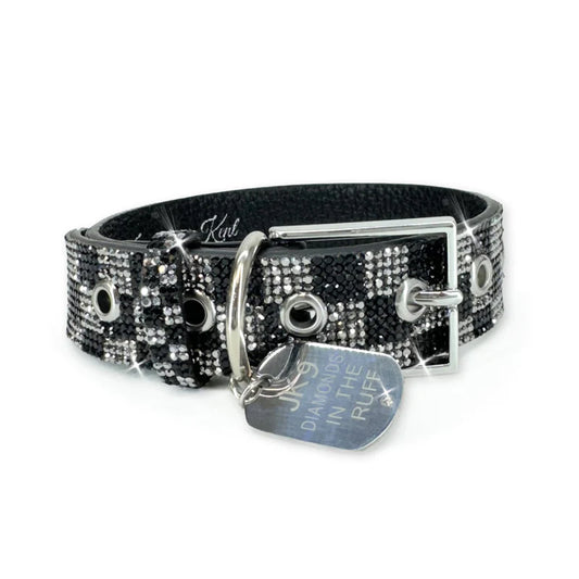 DIAMONDS IN THE RUFF DOG COLLAR CHECKMATE MEDIUM