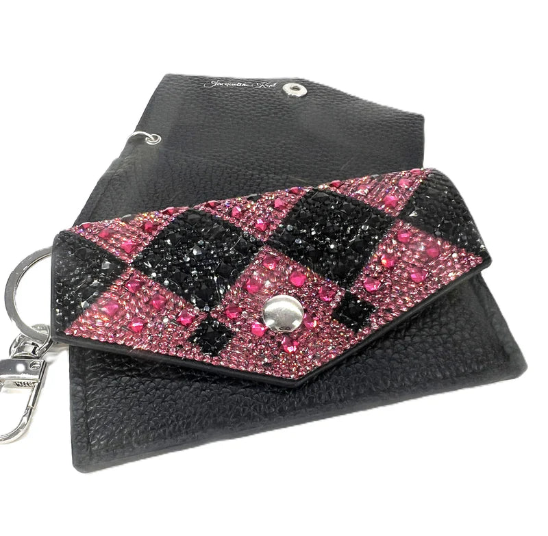 REBEL ROSE COLLECTION CARD WALLET PINK BLACK
