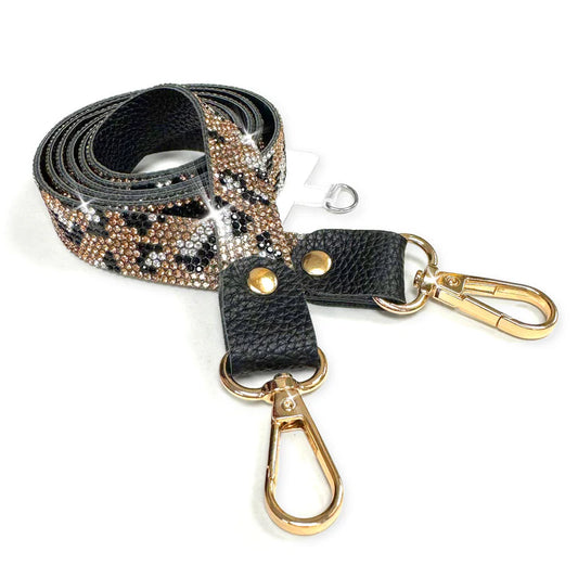 WILD LEOPARD LUX COLLECTION PHONE LONG LANYARD CROSSBODY LEOPARD GOLD