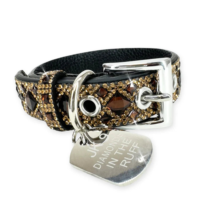 DIAMONDS IN THE RUFF DOG COLLAR CHOCOLATE DIAMOND SMALL