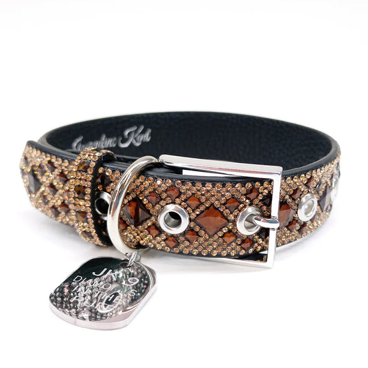 DIAMONDS IN THE RUFF DOG COLLAR CHOCOLATE DIAMOND MEDIUM