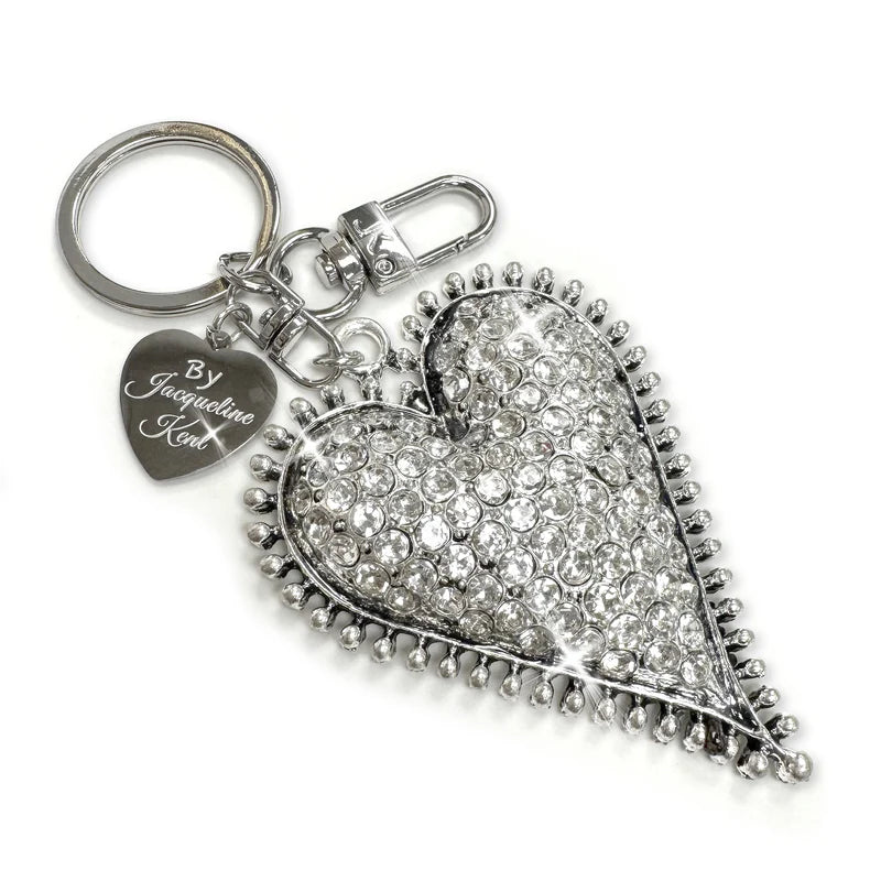 PURSE CHARM PAVE SILVER HEART