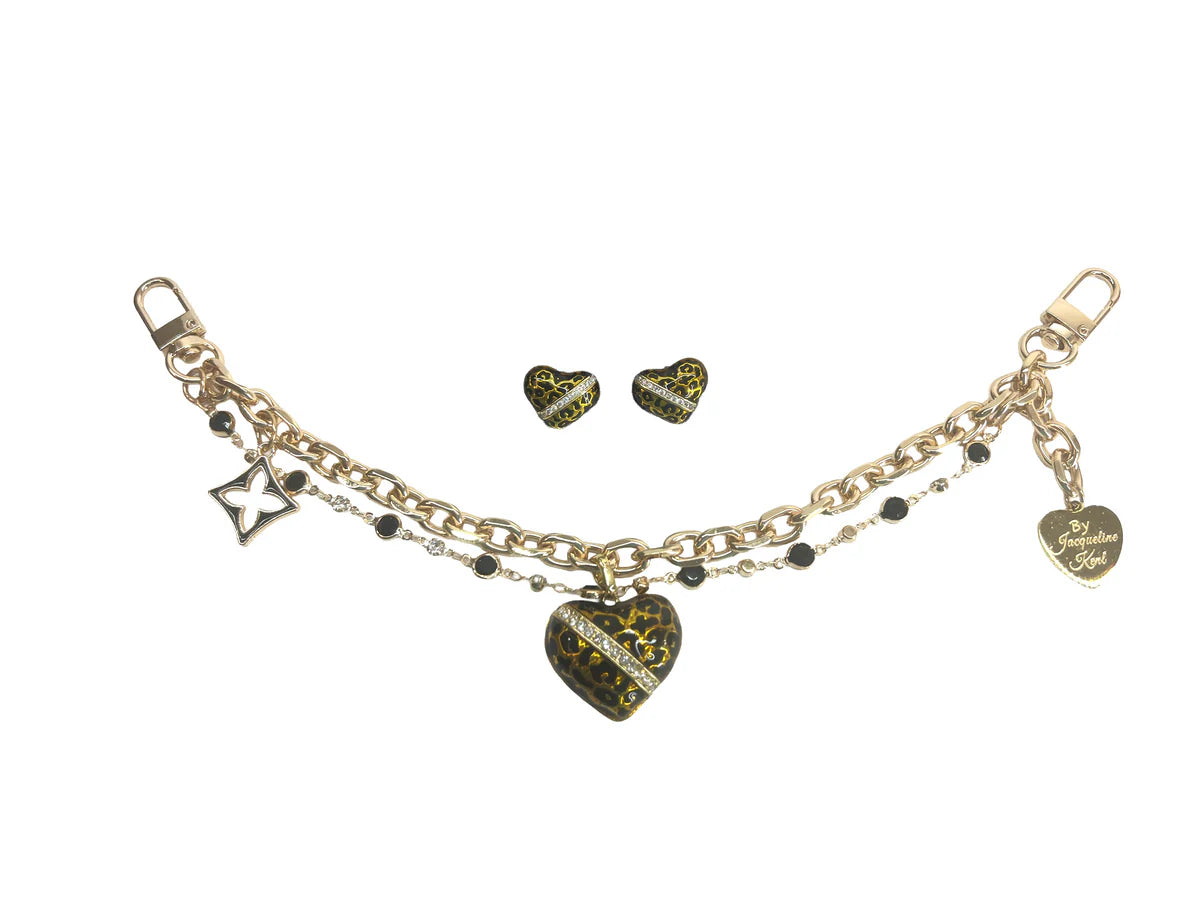CHARMING CHAIN HEART GOLD BLACK