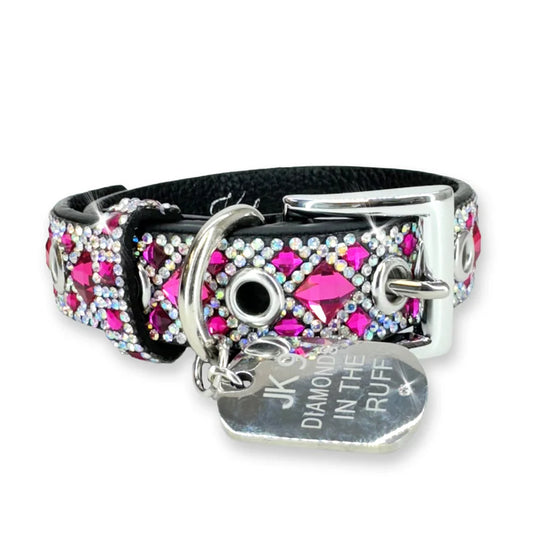 CHOCOLAT ROSÉ COLLECTION PINK SILVER DOG COLLAR SMALL