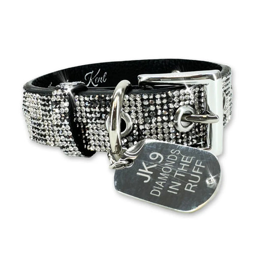 DIAMONDS IN THE RUFF DOG COLLAR CHECKMATE LIGHT SMALL