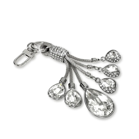 CRYSTAL DROP PURSE CHARM SILVER