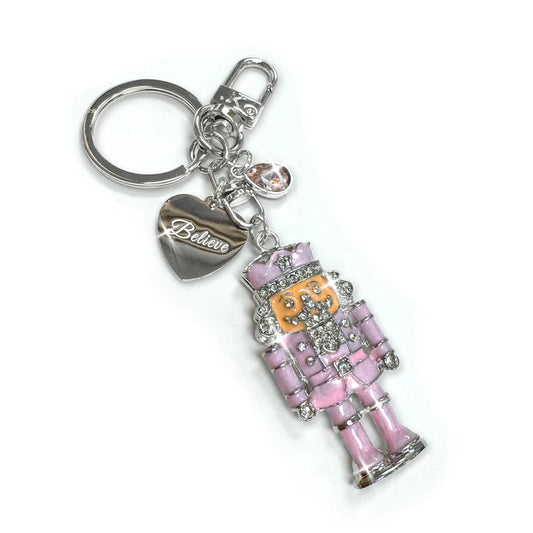 PURSE CHARM NUTCRACKER SILVER PINK