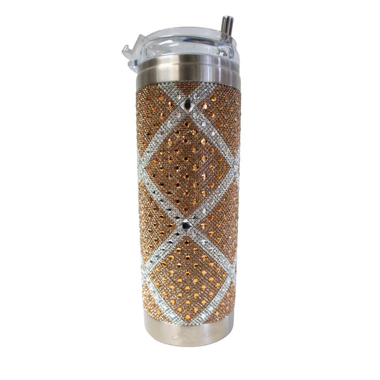 WINGS OF GRACE TUMBLER CRYSTAL GOLD SILVER CROSS