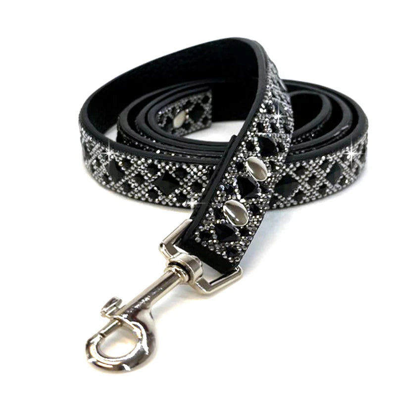 DIAMONDS IN THE RUFF DOG LEASH BLACK