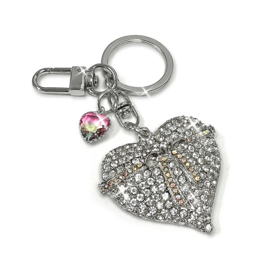PURSE CHARM CRYSTAL HEARTS EMBRACE