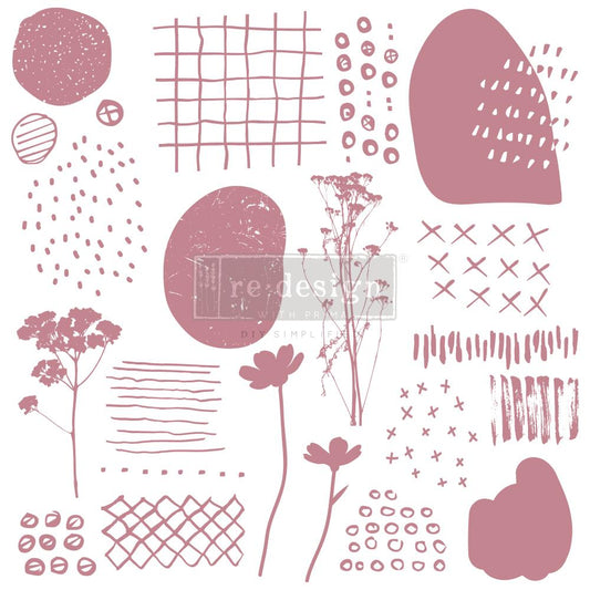 Redesign Decor Clear-Cling Stamps | Abstract Scribbles (12"x12")